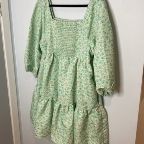 Levi's Women Green Floral Electric Dolci Baby Doll Dress Size XL - Picture 10 of 12